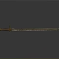 Intricate Carved Sword Sculpture With Decorative Metal Blade And Ornate Handle