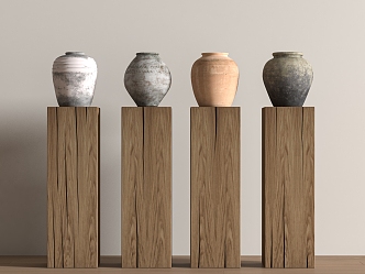 Modern Pottery Pot Decoration Log Stakes 3d model