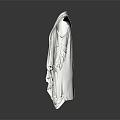 White Robe with Drapped Folds Stand Collar Long Sleeves on Gray Gradient Reflective Surface