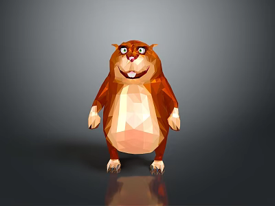 Low Poly Style Game Movie Character With Brown Beige Fur Big Eyes And Funny Expression 3d model