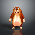 Low Poly Style Game Movie Character With Brown Beige Fur Big Eyes And Funny Expression