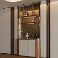 Elegant Entryway Console Cabinet And Side Cabinet With Vase Photo Frames And Lighting