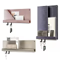 Modern Functional Wall Decor With Hooks And Small Shelves In Pink Blue Gray