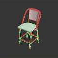 Modern Single Chair with Orange Frame and White Upholstered Seat Backrest