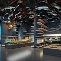 Marine Life Museum Exhibition Hall With Hanging Animal Models Display Cases And Underwater Murals