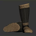 Ancient Weapon Leg Armor With Metallic Mesh And Bronze Design Details