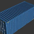 Blue Shipping Container Featuring Metal Structure Double Doors And Yellow Markers