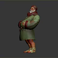 Cartoon Man With Red Hat White Beard Green Robe Brown Belt Barefoot Orange Feet