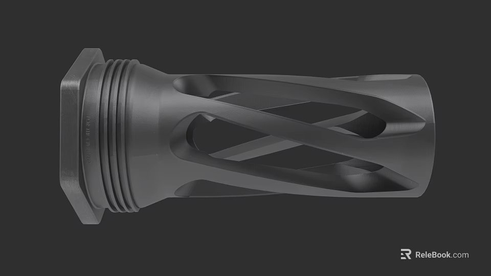 Tactical Weapon Muzzle Device With Hollow Cross Design And Precision Machined Aluminum Structure 3d model 