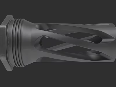 Tactical Weapon Muzzle Device With Hollow Cross Design And Precision Machined Aluminum Structure 3d model