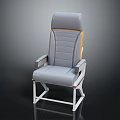 Gray Leisure Chair With Striped Backrest Yellow Accent Stripe And White Metal Frame