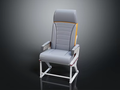 Gray Leisure Chair With Striped Backrest Yellow Accent Stripe And White Metal Frame 3d model