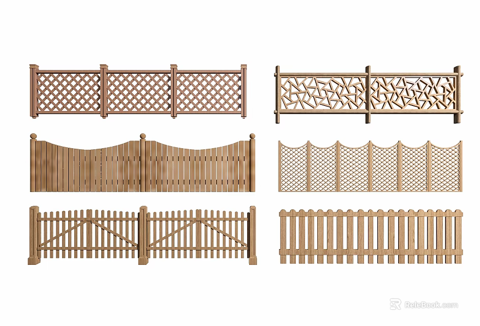 Wooden Railings With Various Styles And Designs 3d model 