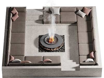 outdoor sofa sunken sofa furnace 3d model