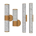 Modern Wall Lamps With Gold Metal Frame And Textured Glass Shade Design