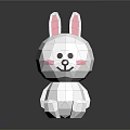 White Origami Rabbit Toy With Pink Ears Cheeks Black Eyes Nose Standing On Black Background