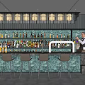 Modern Bar Counter Bar Counter Bar Front Desk Wine Bar Counter Wine Rack Bartender Console Wine Bottle Wine Glass Combination 3d model