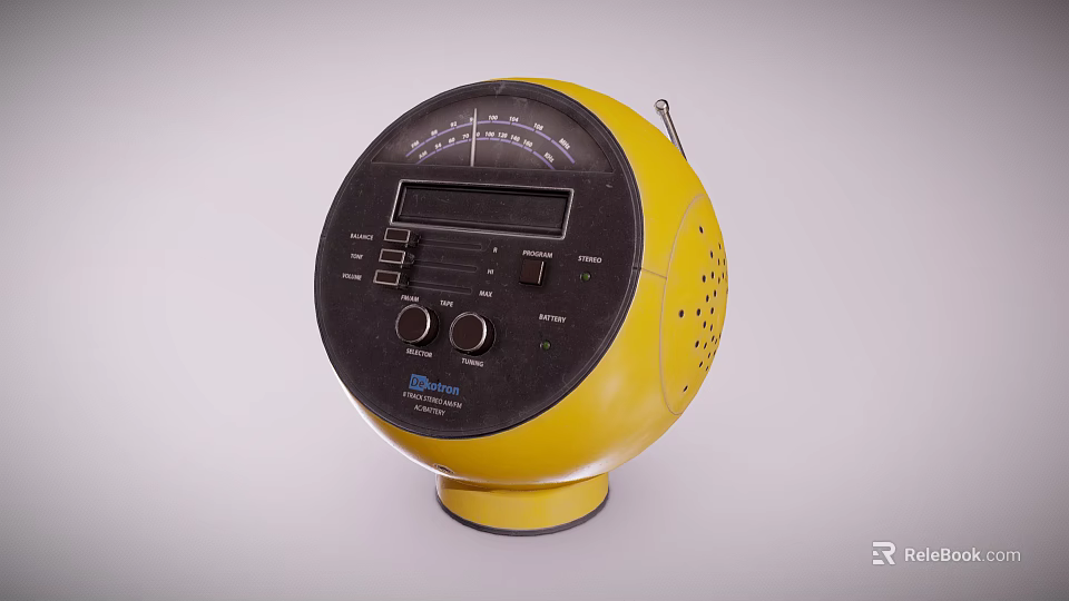 Yellow Round Design Portable Audio Speaker With Display Screen Control Buttons And Speaker Holes 3d model 