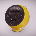 Yellow Round Design Portable Audio Speaker With Display Screen Control Buttons And Speaker Holes