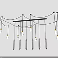 Modern Chandelier Furniture With Multiple Pendant Lights And Metal Frame Design