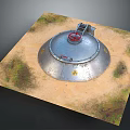 Underground Metal Structure With Round Top Red Valve Sand And Grass 3d model