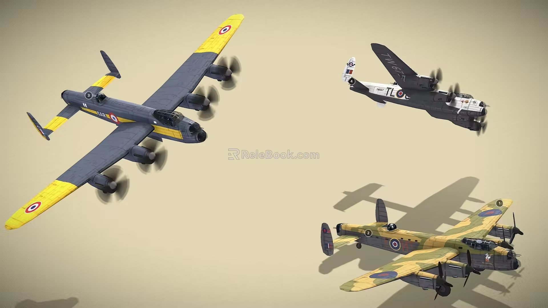 World War II Propeller Aircraft Bomber Fighter Model 3d model