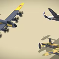 World War II Propeller Aircraft Bomber Fighter Model 3d model