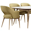 Sleek Dining Table Set With Wooden Legs White Tabletop And Upholstered Chairs 3d model