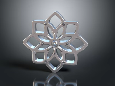 Modern Metal Chandelier with Intricate Geometric Flower Lattice Design and Central Circular Detail 3d model