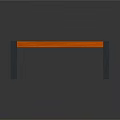 Outdoor Park Bench With Orange Wooden Slats And Gray Metal Frame In Natural Setting