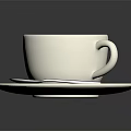 Latte Art With Heart Shape In White Coffee Cup On Saucer And Spoon
