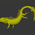 Cute Pink Fantasy Creature Character With Transparent Fins And Long Tail
