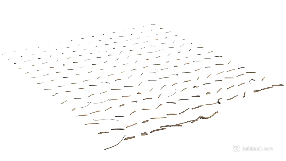 Scattered Slender Brown Lines Randomly Arranged On White Background Artistic Pattern 3d model