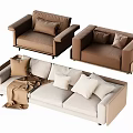 Multi-person sofa double sofa 3d model