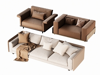 Multi-person sofa double sofa 3d model