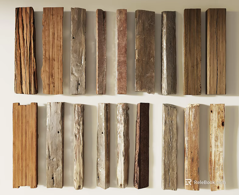 Natural Stone And Wood Samples With Diverse Textures For Interior Design 3d model 