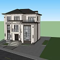 Elegant Detached Villa Exterior Design With Front Steps Lush Greenery And Parked Cars