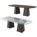 Modern Sofa Coffee Table Set With Glass Top And Dark Brown Sturdy Legs