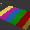 Scenic 3D Terrain Model with Red Green Mountains and Blue Lakes in Grid Background