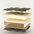 Single Sofa Layered Structure With Green Fabric Beige Foam Springs And Wooden Base