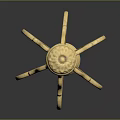 Ancient Golden Ornamental Weapon With Intricate Carvings And Decorative Top Design
