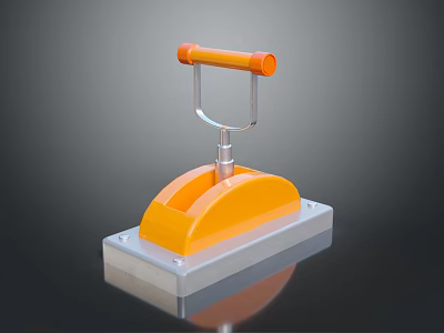 Manual Press Tool With Orange Handle Metal Frame And Square Base 3d model