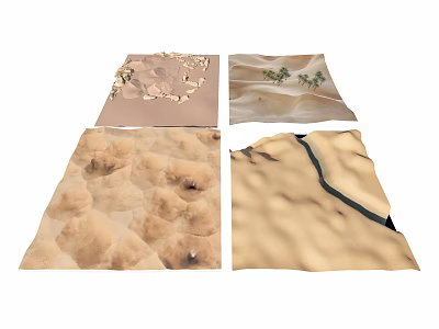 Four Different Natural Sand Terrain Textures With Various Surface Patterns 3d model