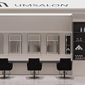 UMSalon Modern Interior Design With Mirrors Black Chairs And Shelves Bottles And Towels