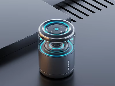 Modern Bluetooth Speaker With Blue Light Ring And Touch Control Design 3d model