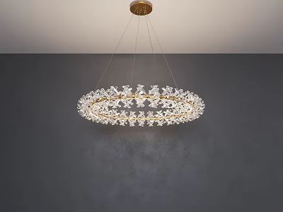 Elegant Modern Crystal Chandelier With Circular Gold Frame And Intricate Design 3d model