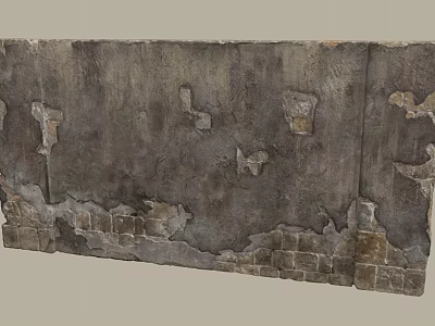 Old Weathered Wall With Peeling Paint Revealing Exposed Bricks And Vintage Texture 3d model
