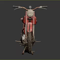Vintage Red Classic Motorcycle With Rustic Metal Body Old Wheels And Retro Styling