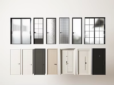 Interior door combination anti-theft door smart lock door bedroom door kitchen bathroom glass door sliding door sliding door 3d model