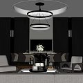 Luxury Private Box Interior With Modern Design Dining Table Sofa And City View 3d model
